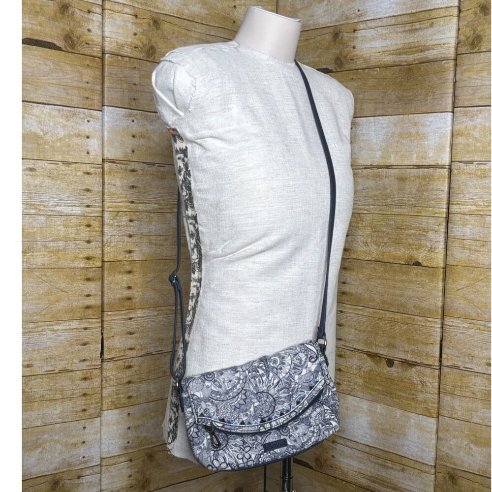 SAKROOTS PACIFIC FLORAL FOLD OVER SOFT CANVAS SMALL CROSSBODY PURSE